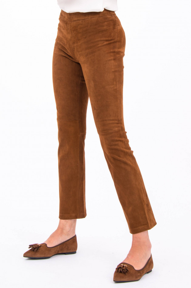 Stouls Velourslederhose mit Kick in Cognac