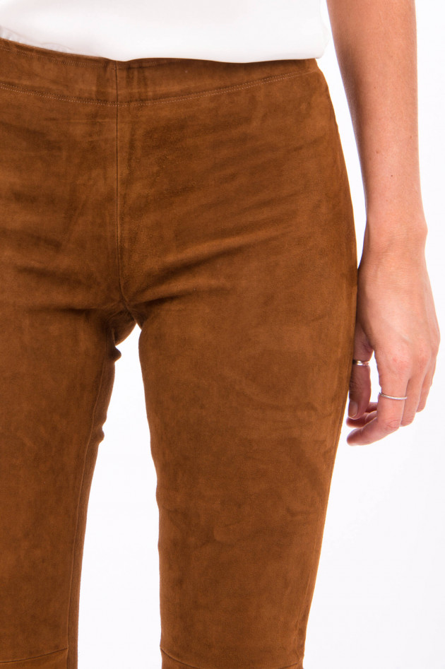 Stouls Velourslederhose mit Kick in Cognac