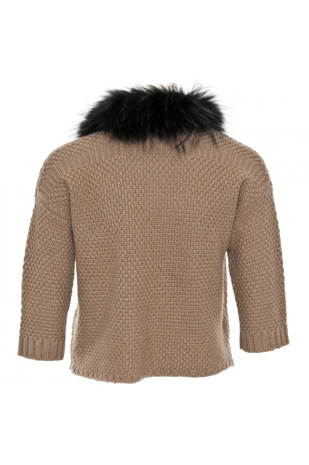 Grüner Strickjacke in Camel