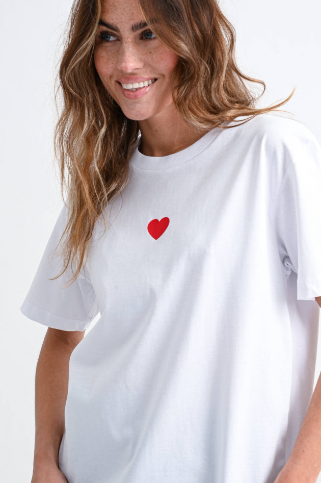 Studio JFK Oversized Shirt mit Herz-Print in Weiß/Rot