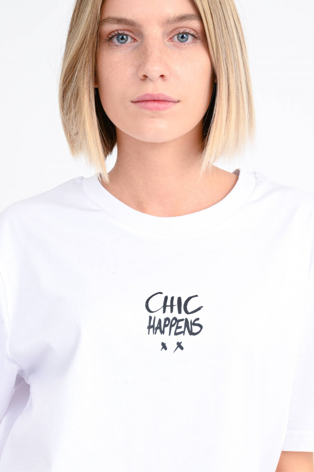 Studio JFK Shirt mit Print CHIC HAPPENS in Weiß