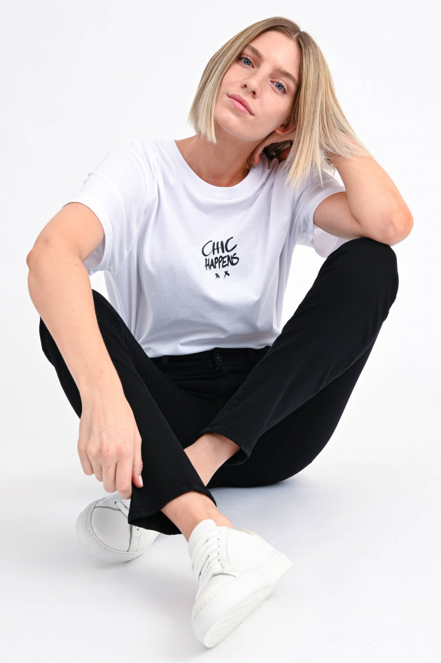 Studio JFK Shirt mit Print CHIC HAPPENS in Weiß