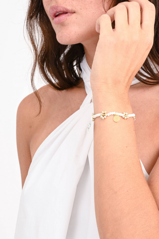 sumsum Armband mit Blumen in Weiß/Gold