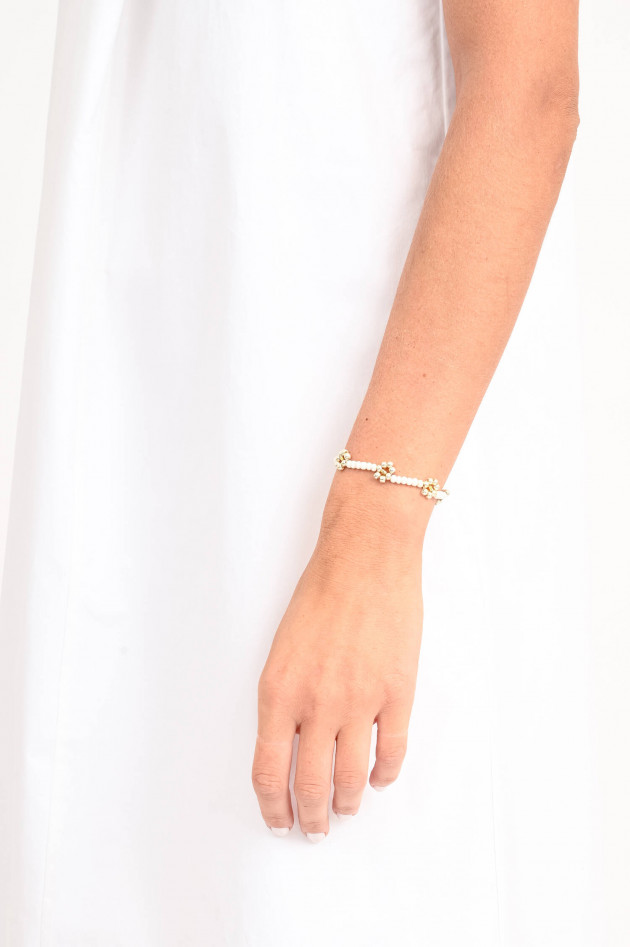 sumsum Armband mit Blumen in Weiß/Gold