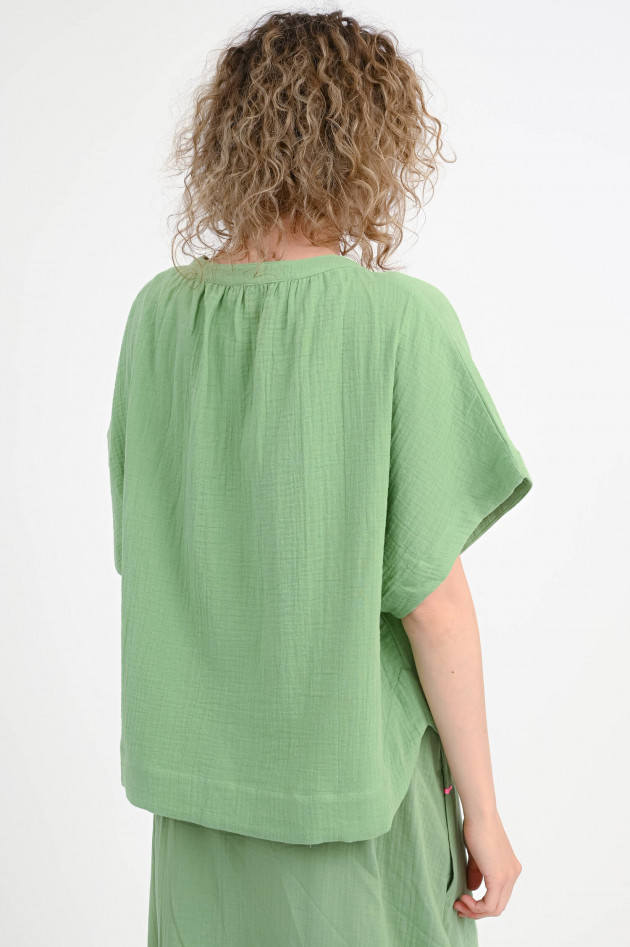 Sun68  Boxy Musselin-Bluse in Verde Salvia