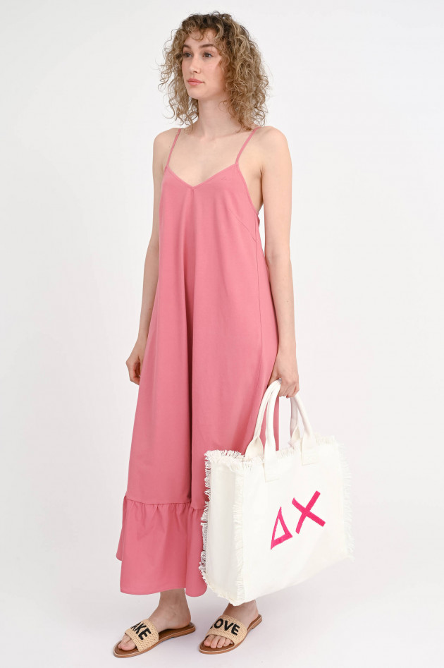 Sun68  Maxi-Kleid mit Volantsaum in Rosa Scuro