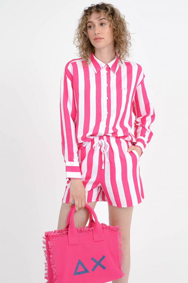Sun68  Shorts aus Leinen-Mix in Pink/Bianco