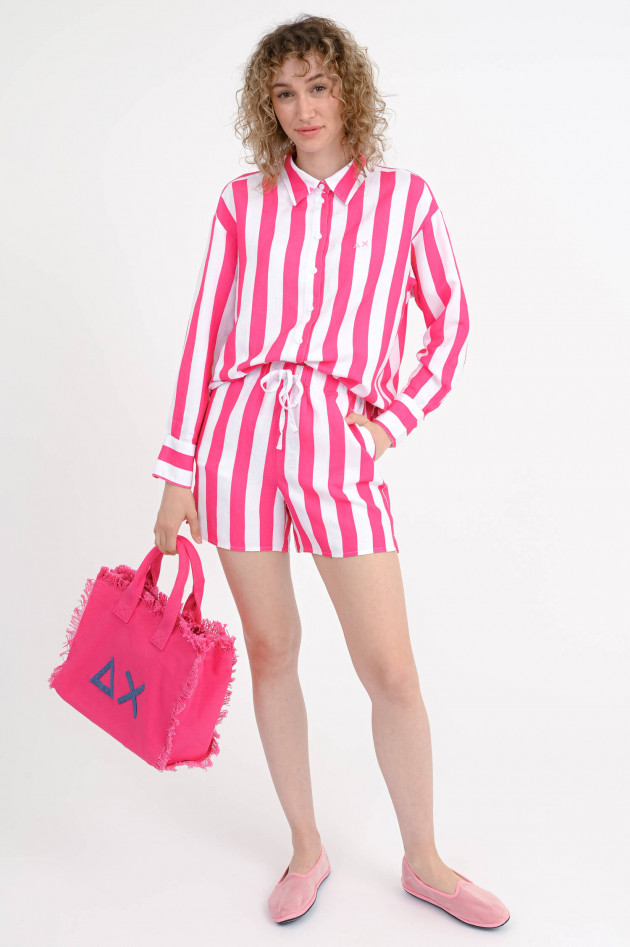Sun68  Shorts aus Leinen-Mix in Pink/Bianco