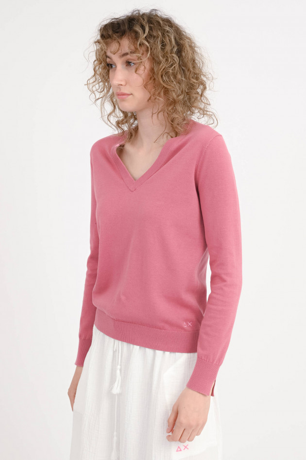 Sun68  Pullover mit V-Ausschnitt in Rosa Scuro