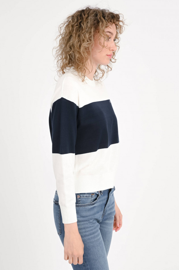 Sun68  Pullover mit Block-Streifen in Navy/Bianco