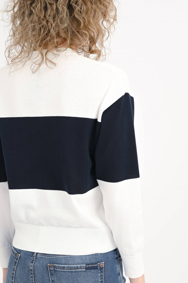 Sun68  Pullover mit Block-Streifen in Navy/Bianco