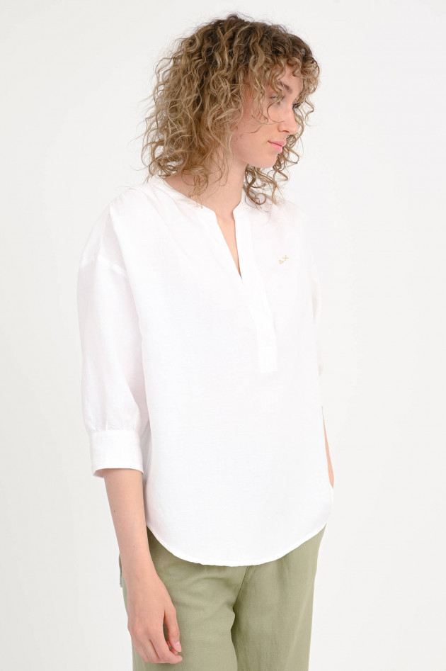 Sun68  Tunika aus Leinen-Mix in Bianco