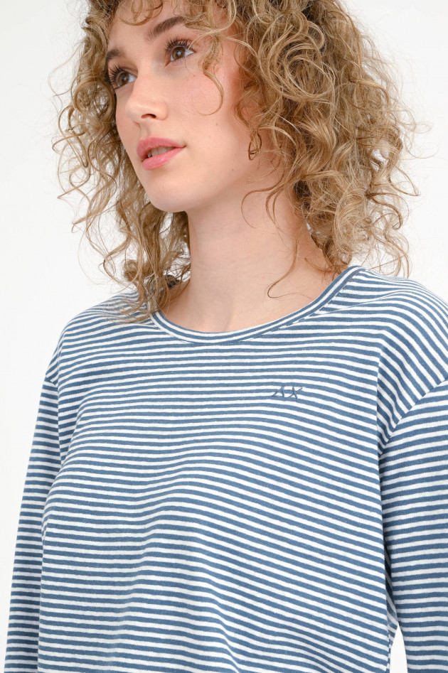 Sun68  Gestreiftes Langarm-Shirt in Blau/Weiß