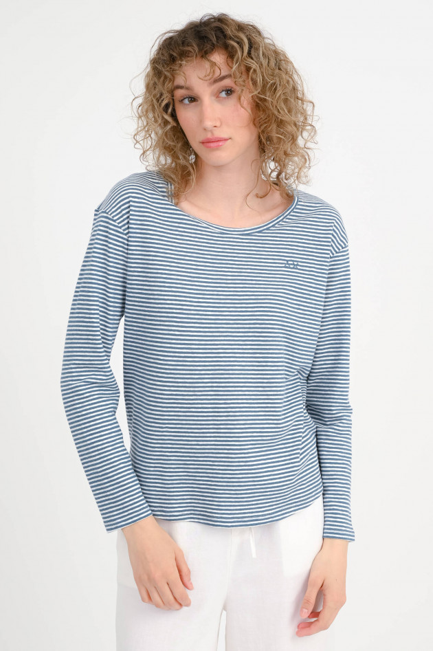 Sun68  Gestreiftes Langarm-Shirt in Blau/Weiß