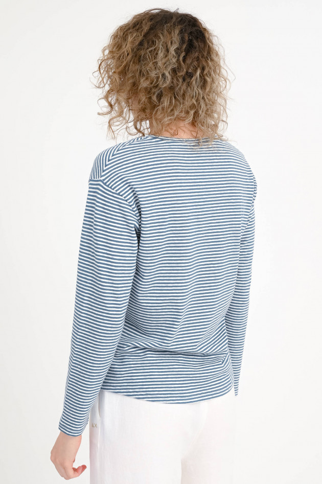 Sun68  Gestreiftes Langarm-Shirt in Blau/Weiß