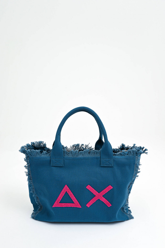 Sun68  Canvas Tote Large mit Fransen in Blau