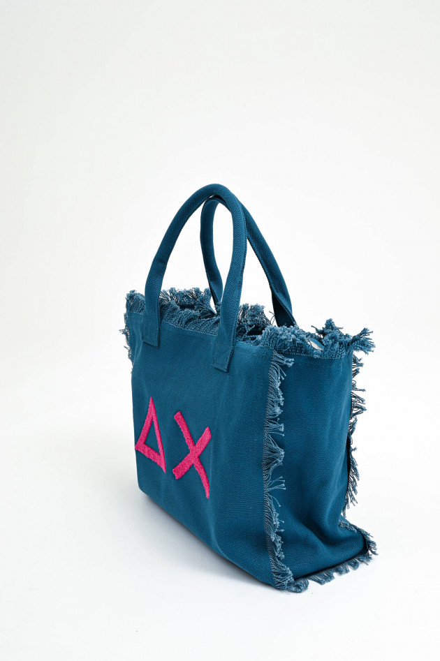 Sun68  Canvas Tote Large mit Fransen in Blau
