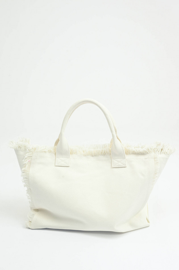 Sun68  Medium Canvas Tote mit Fransen in Bianco