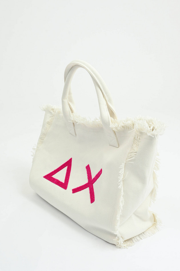 Sun68  Medium Canvas Tote mit Fransen in Bianco