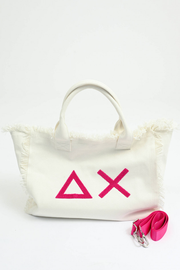 Sun68  Medium Canvas Tote mit Fransen in Bianco