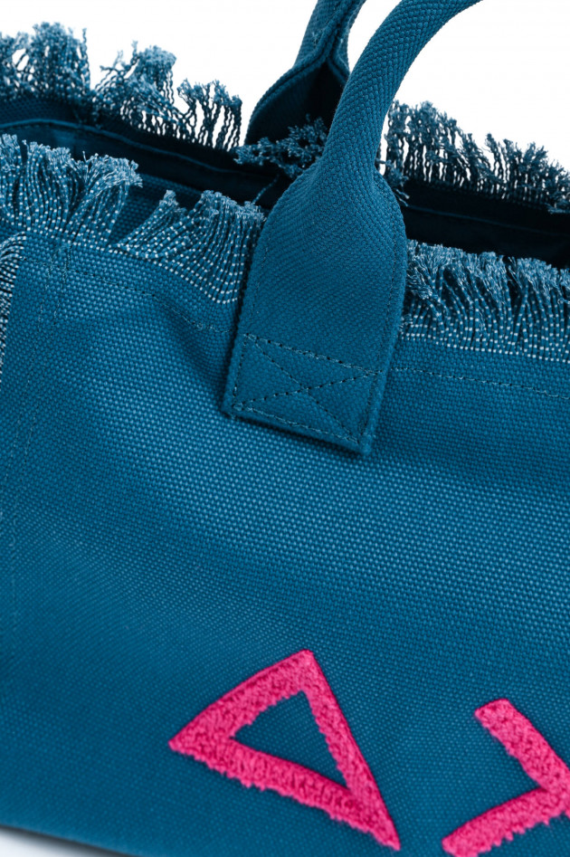 Sun68  Large Canvas Tote mit Fransen in Blau