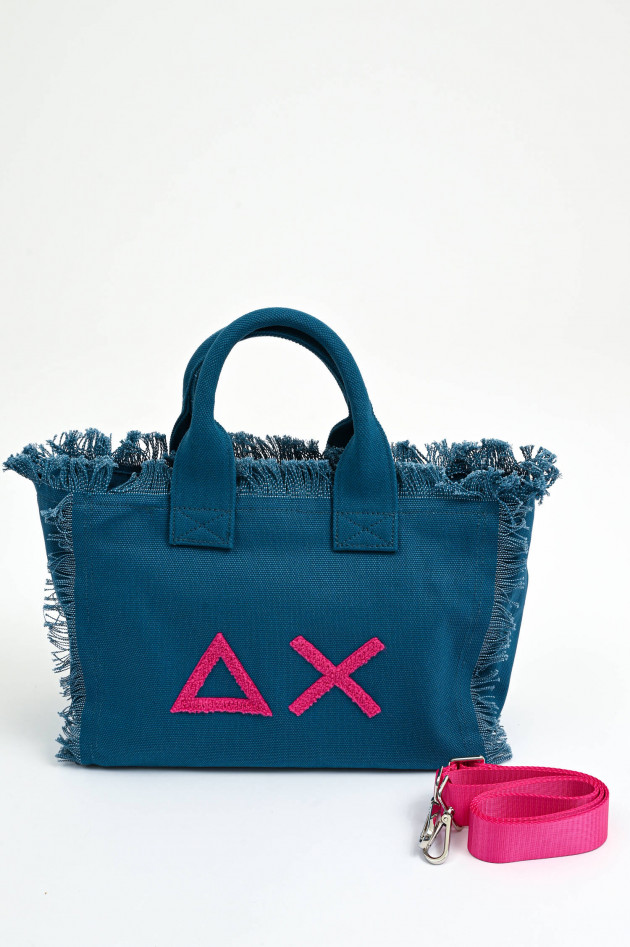 Sun68  Large Canvas Tote mit Fransen in Blau
