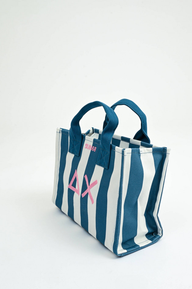 Sun68  Gestreifte Medium Canvas Tote in Blau/Weiß