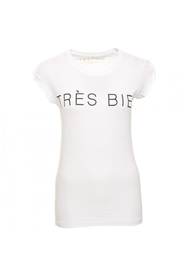 Happiness T-Shirt Tres Bien in Weiß
