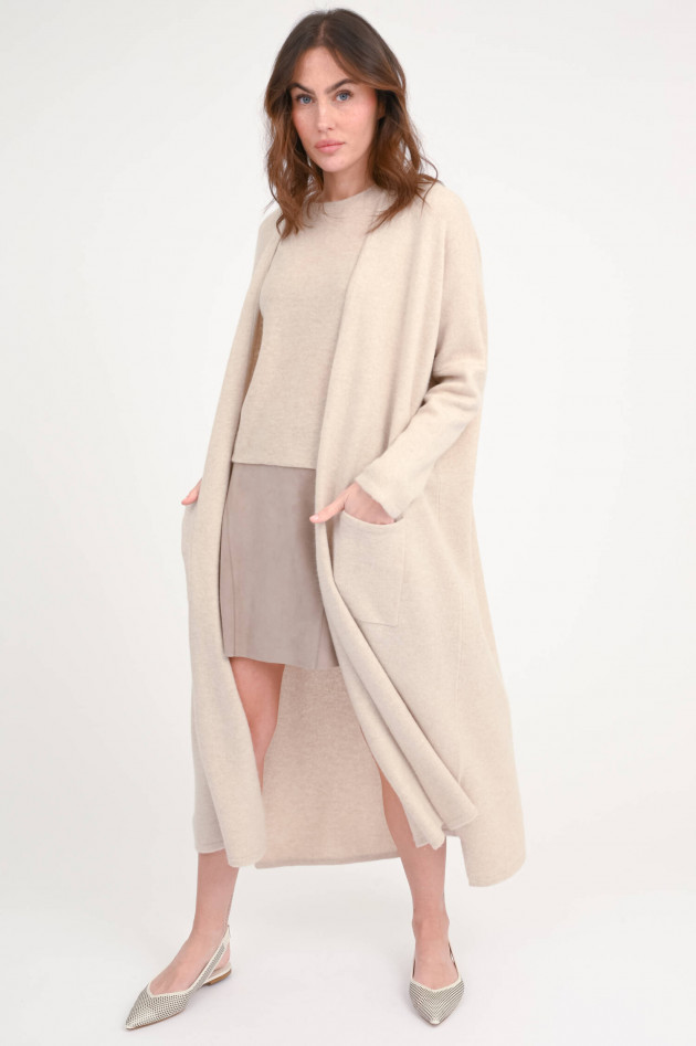 The Hug Maxi-Cashmere-Cardigan in Light Beige