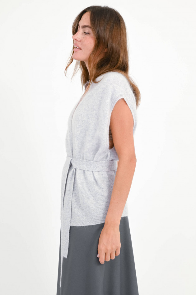 The Hug Cashmere Jacke mit Bindegürtel in Hellgrau