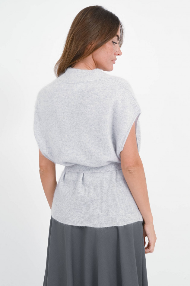 The Hug Cashmere Jacke mit Bindegürtel in Hellgrau