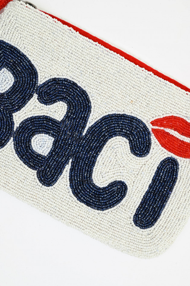 The Jacksons Perlen-Clutch BACI in Weiß/Navy