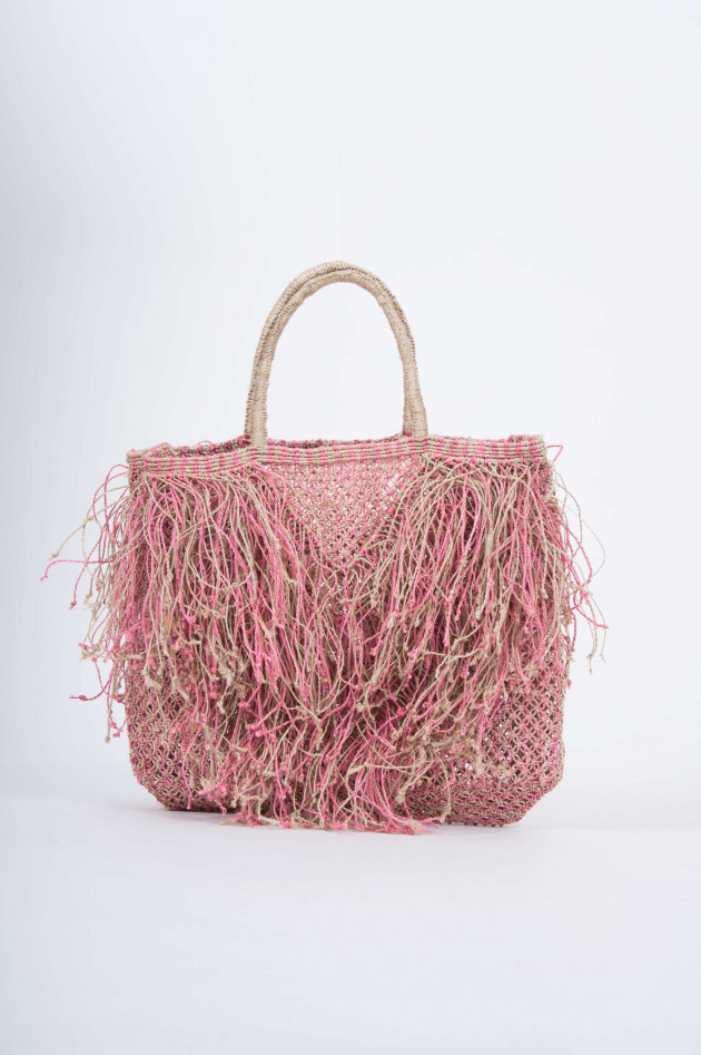 The Jacksons Jute-Shopper mit Fransen in Rosa/Natur