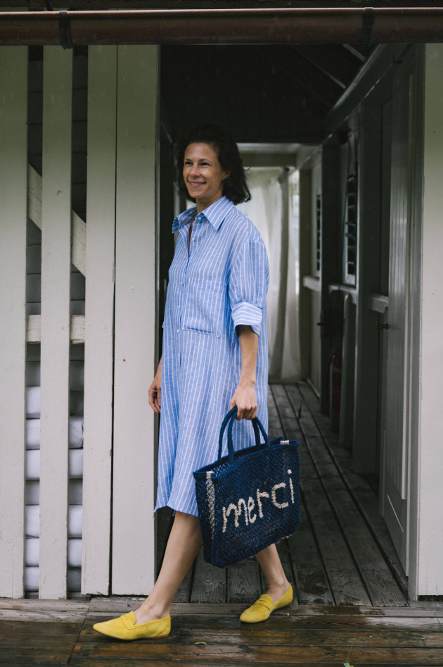 The Jacksons Jute-Shopper MERCI in Navy/Beige