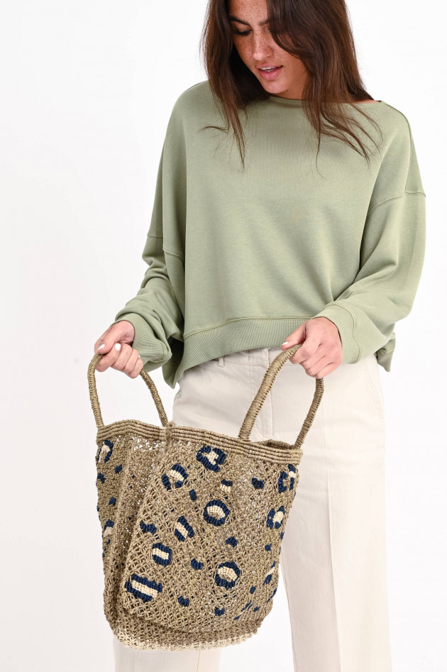 The Jacksons Jute-Shopper LEOPARD in Khaki/Indigo