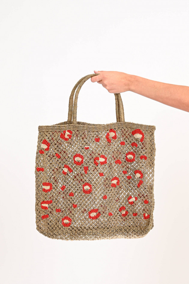 The Jacksons Jute-Shopper LEOPARD in Khaki/Rot