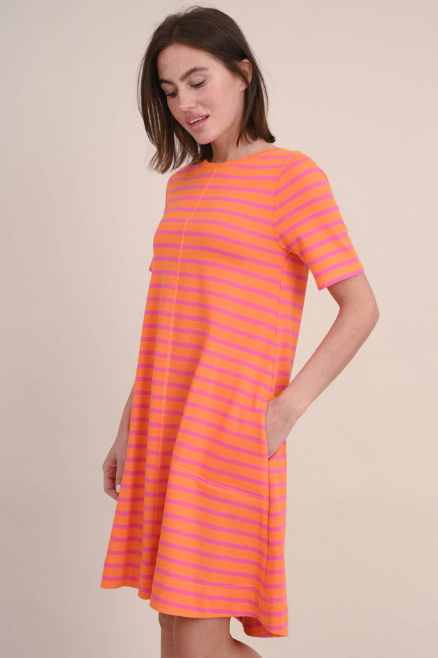The Shirt Projekt Munich Gestreiftes Baumwollkleid in Orange/Pink