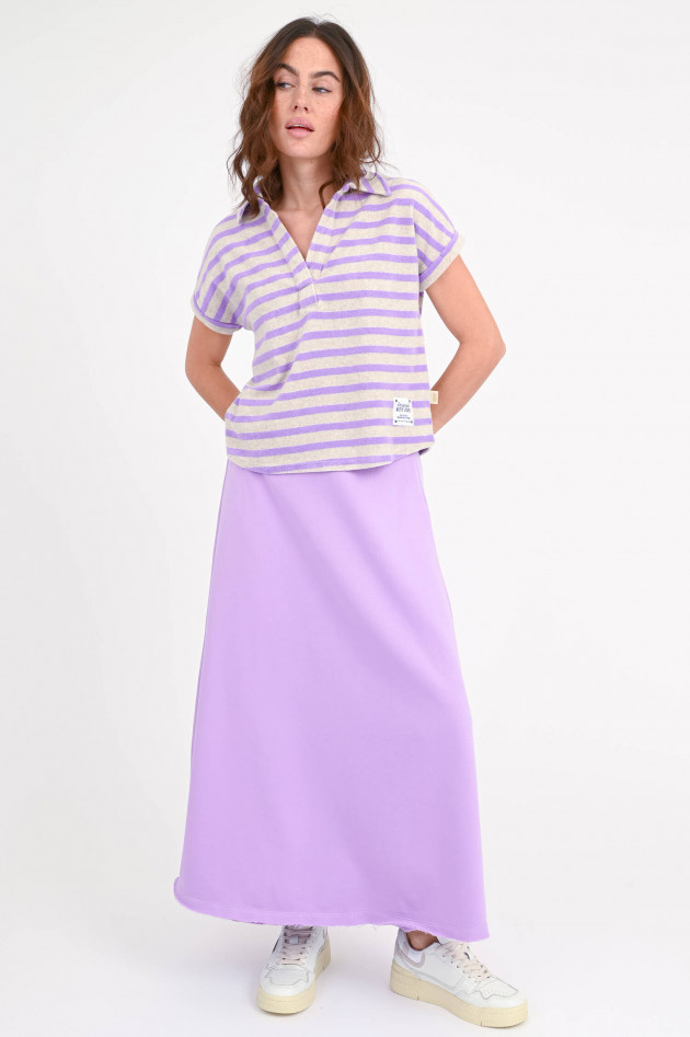 The Shirt Projekt Munich Frottee Poloshirt in Grau/Violett gestreift