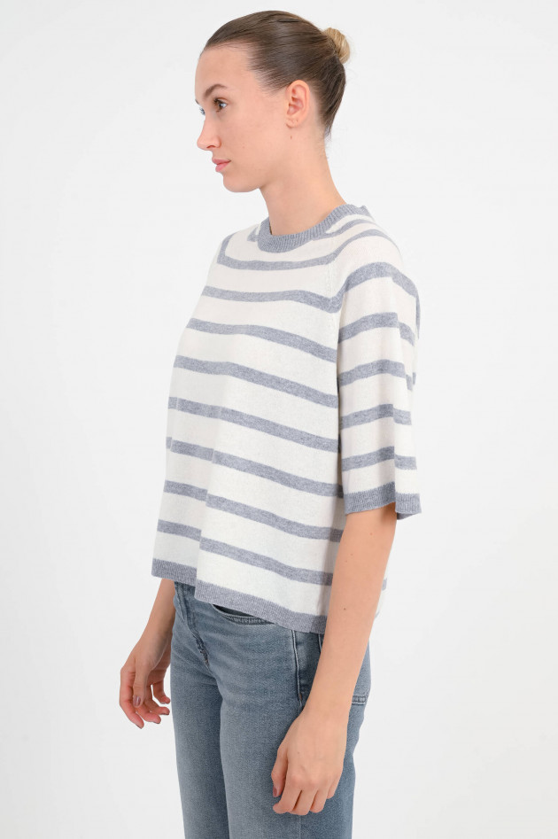 The Shirt Projekt Munich Pullover aus Woll-Cash-Mix in Weiß/Grau