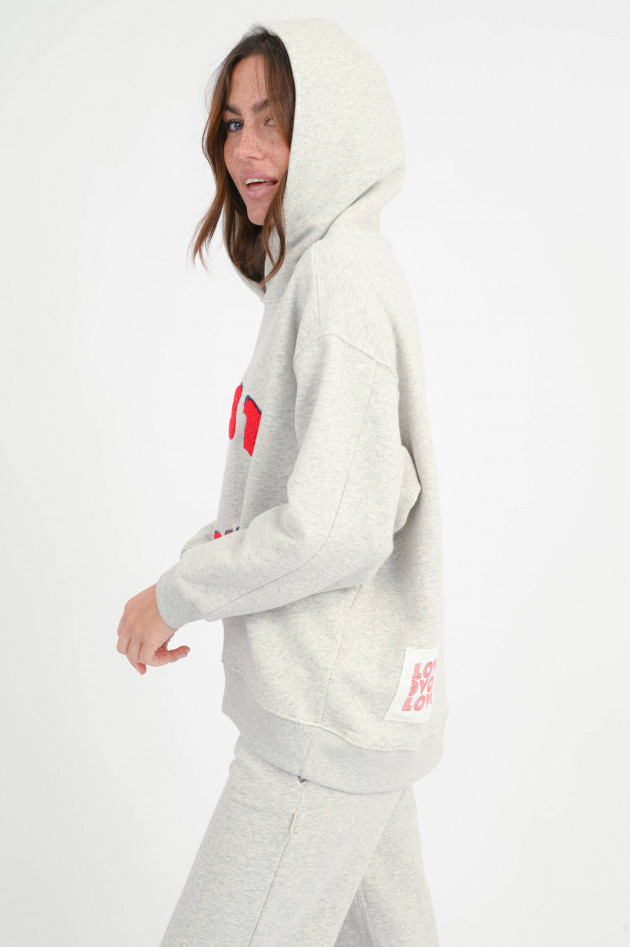 The Shirt Projekt Munich Kapuzenpullover mit Schriftzug in Hellgrau/Rot