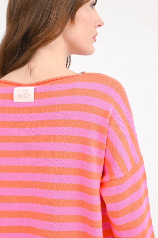 The Shirt Projekt Munich Gestreiftes Strick-Shirt in Pink/Rot