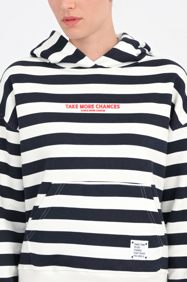 The Shirt Projekt Munich Gestreifter Hoodie LUCKY in Navy/Weiß