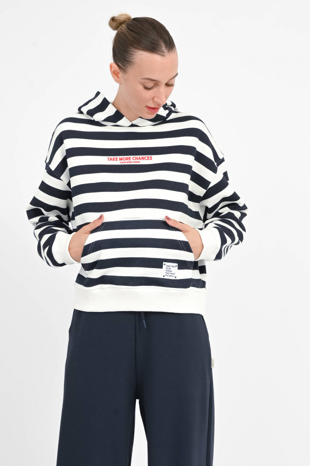 The Shirt Projekt Munich Gestreifter Hoodie LUCKY in Navy/Weiß