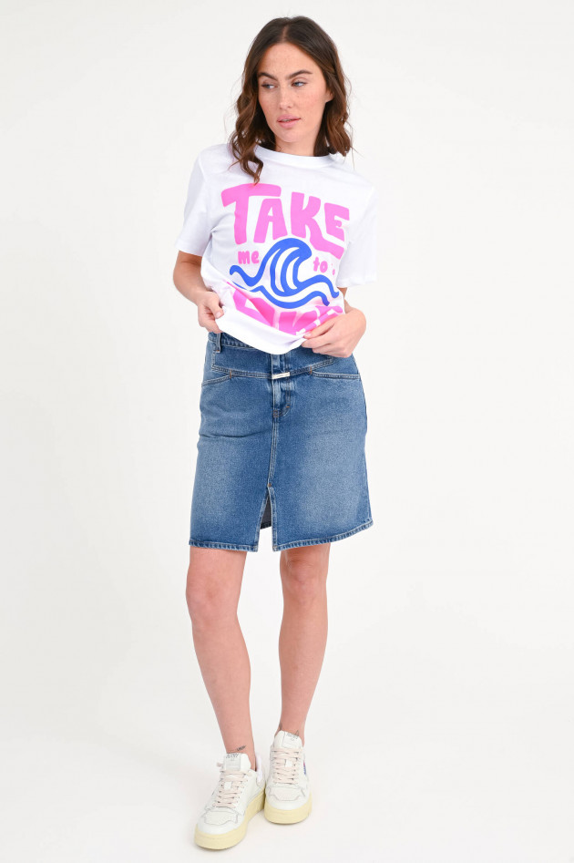 The Shirt Projekt Munich T-Shirt TAKE ME TO THE LAKE in Weiß/Neonpink
