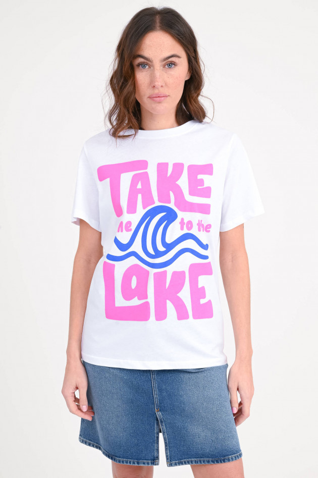 The Shirt Projekt Munich T-Shirt TAKE ME TO THE LAKE in Weiß/Neonpink