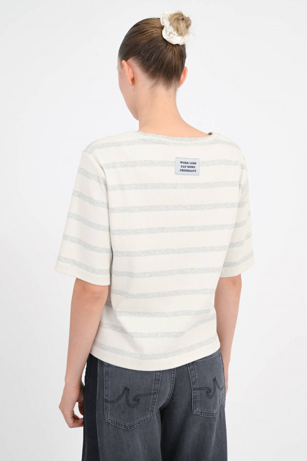 The Shirt Projekt Munich Gestreiftes Shirt mit Herz-Detail in Ivory/Grau