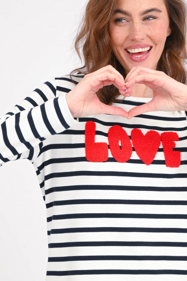 The Shirt Projekt Munich Langarm-Shirt LOVE in Schwarz/Weiß gestreift