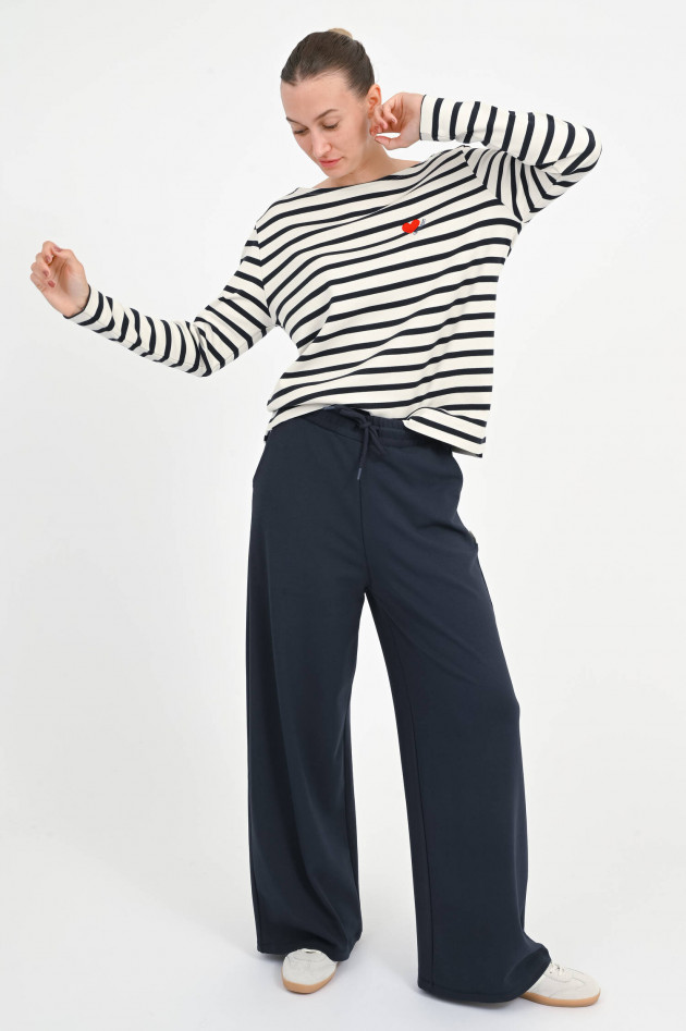The Shirt Projekt Munich Gestreiftes Langarmshirt in Schwarz/Creme