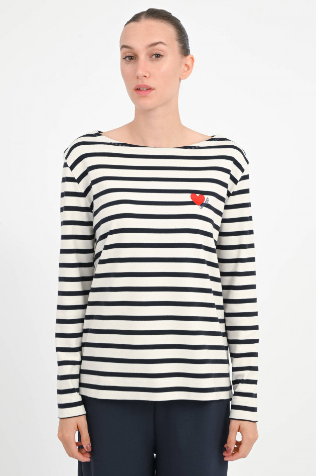 The Shirt Projekt Munich Gestreiftes Langarmshirt in Schwarz/Creme