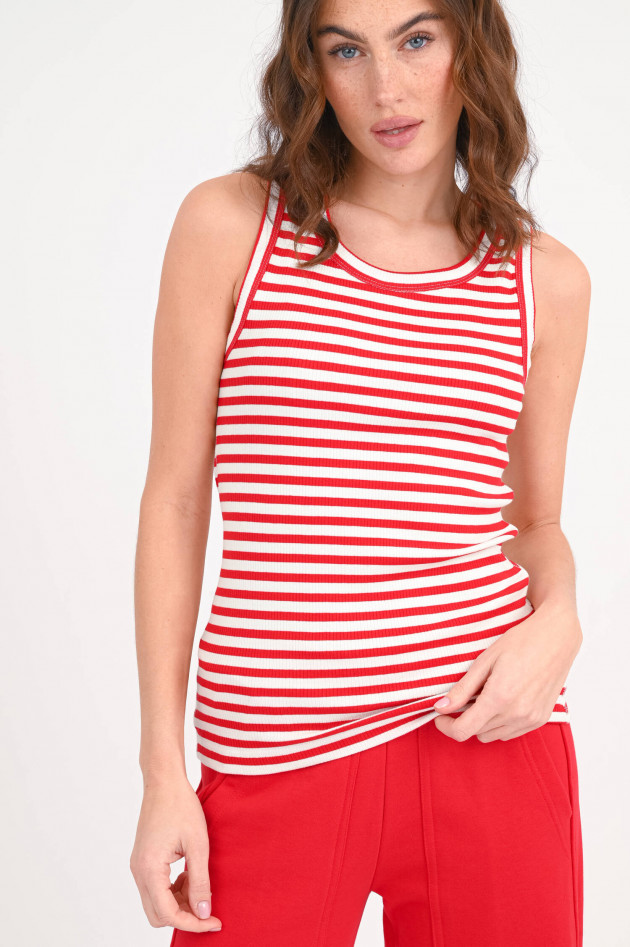 The Shirt Projekt Munich Gestreiftes Ripp-Tanktop in Weiß/Rot